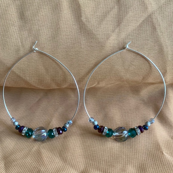 Multicolored Wire Loop Earrings - Picture 2 of 2